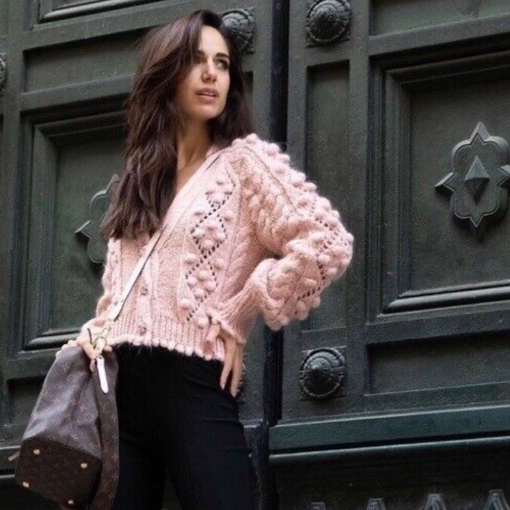 ZARA Jeweled Button Knit Cardigan NWT